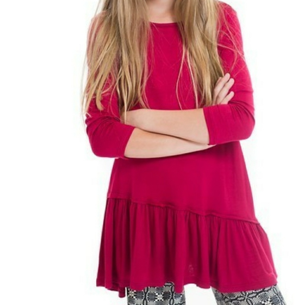 Boutique Girls Ruffle Asymmetrical Tunic Top